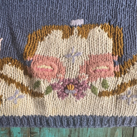 Vintage Bronte Knitted by Hand Cottagecore Granny Floral Sweater Size Large - Picture 14 of 16